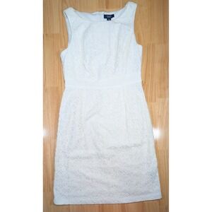 Chaps White Floral Lace Sleeveless Sheath Dress Size 10 Boat Neck Bridal Party